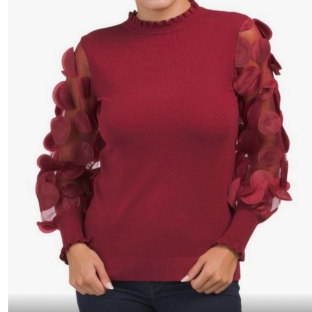 Sioni Milano Rhubarb Women's Size XL Sweater Ruffle Neckline